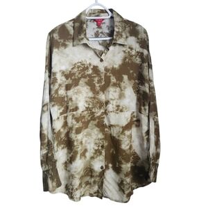 Guess Women's Green Tie Dye Button Up